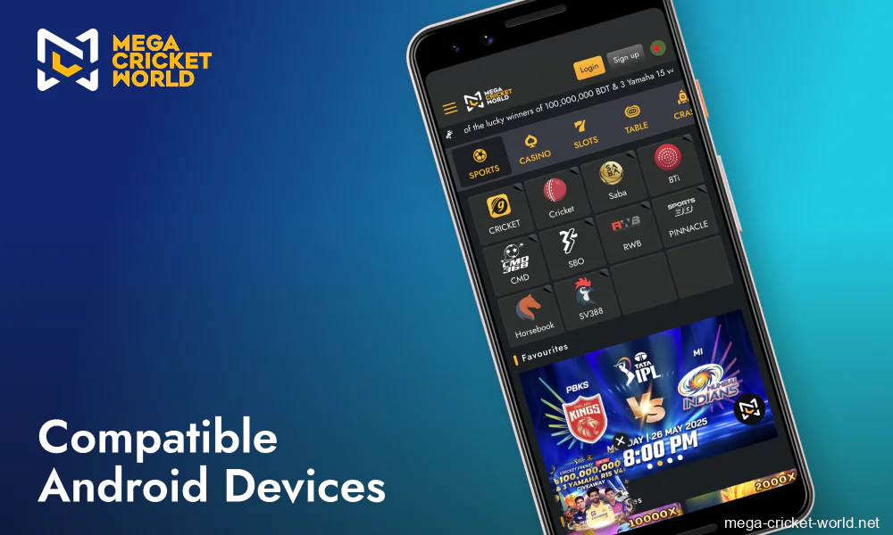 List of compatible Android smartphones for Mega Cricket World app