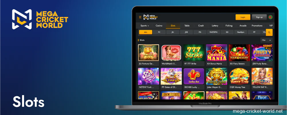 Mega Cricket World slots variety
